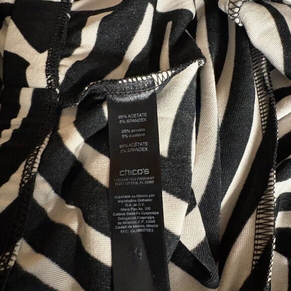 Chicos Travelers Slinky Stretch Pants Womens Sz 2 Large Zebra Print Black White - Picture 4 of 8